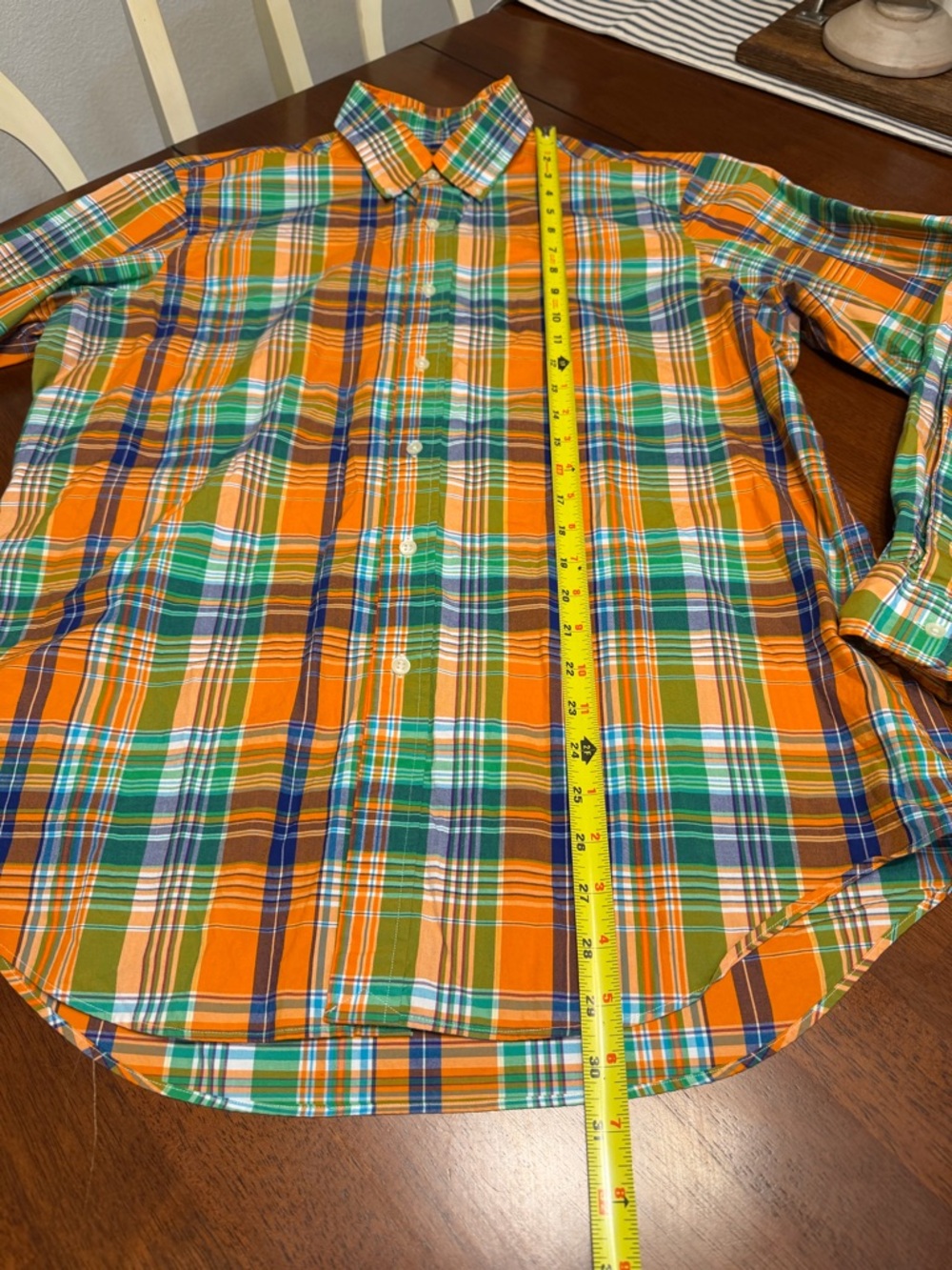 Ralph Lauren Oxford Shirt Mens Large Orange Plaid Long Sleeve Pony Cotton Preppy - Picture 5 of 9